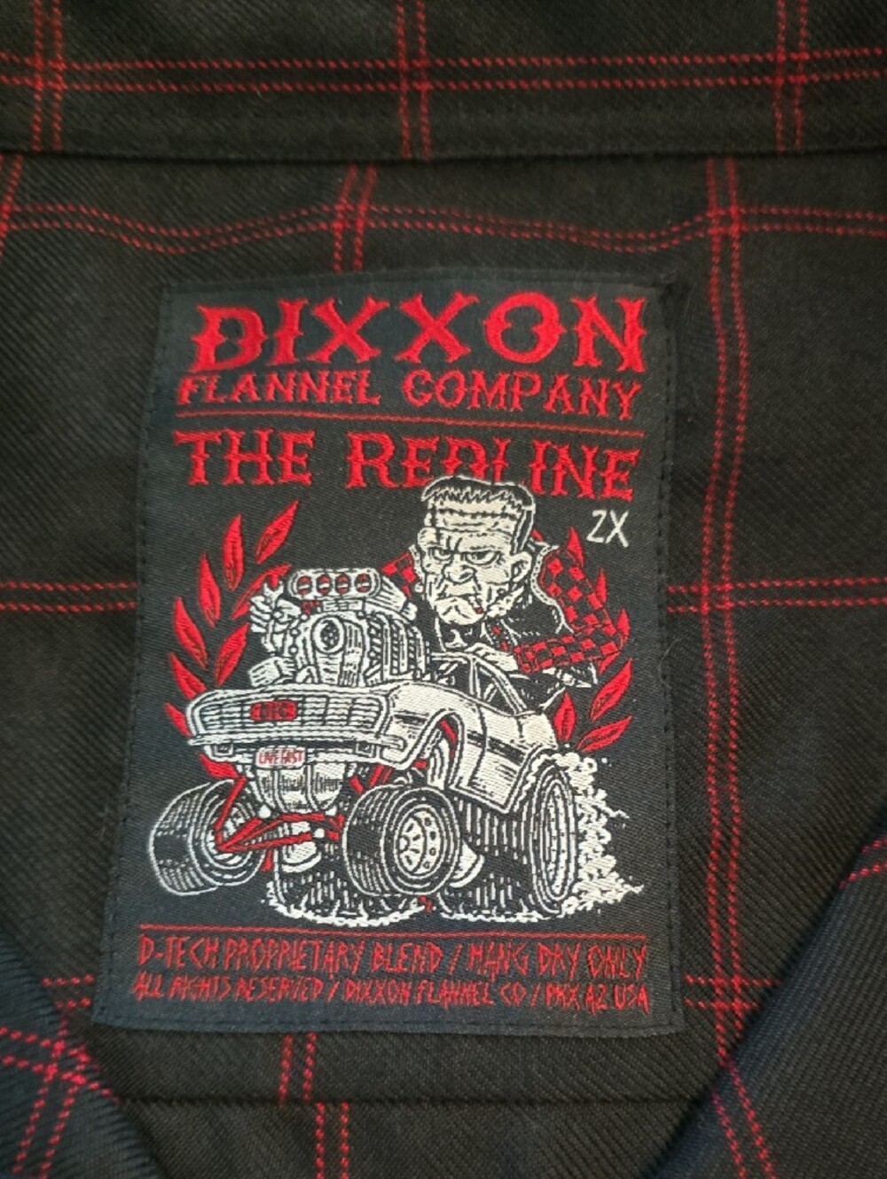Long-sleeved DIXXON The Redline Flannel Blk & Red Snap Closure-Excellent Con - Picture 3 of 6